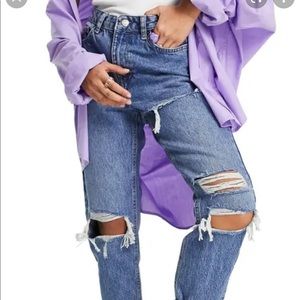 Topshop ripped cropped Mom Jeans size 28